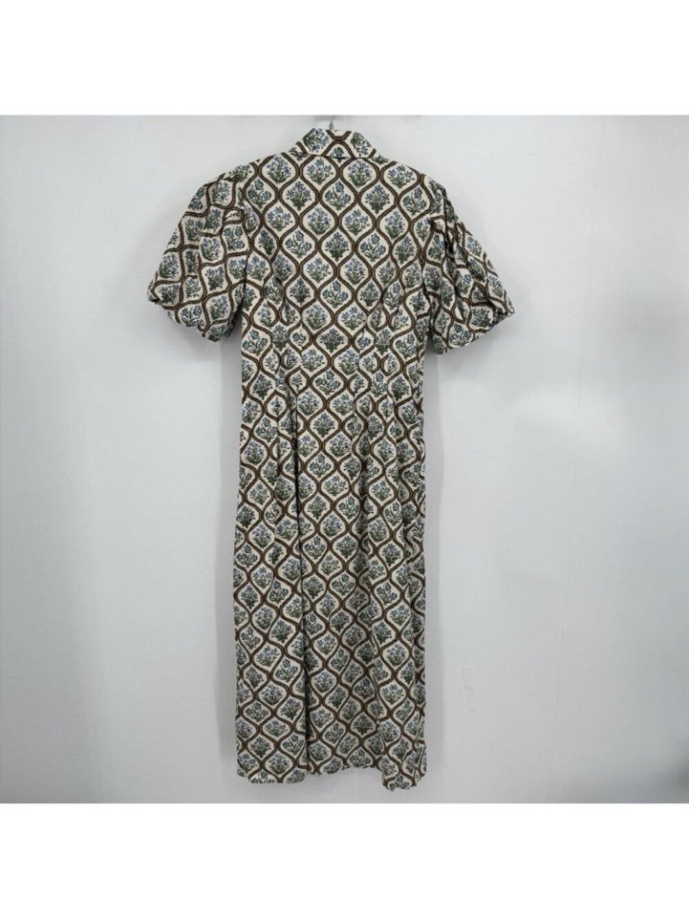 Tuckernuck Porcelain Bouquet Delaney Midi Dress M Medium Puff Sleeve Shirt Dress - Picture 9 of 9